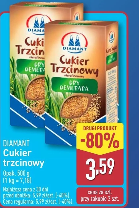 Diamant Dry Demerara Cukier trzcinowy nierafinowany 500 g