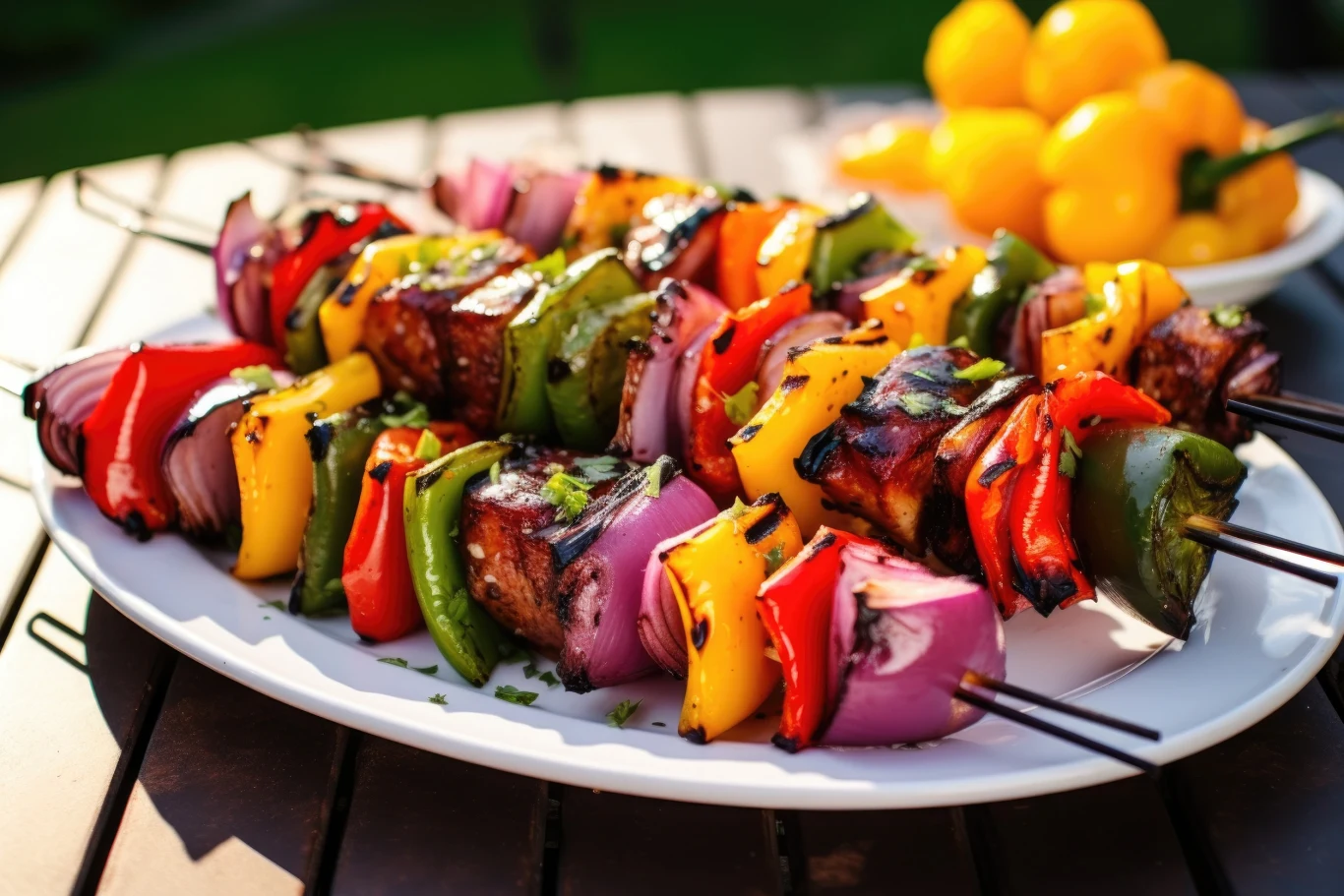 Szaszłyki warzywne to wspaniałe danie na grilla - można wybrać składniki na promocji Szaszłyki warzywne to wspaniałe danie na grilla - można wybrać składniki na promocji