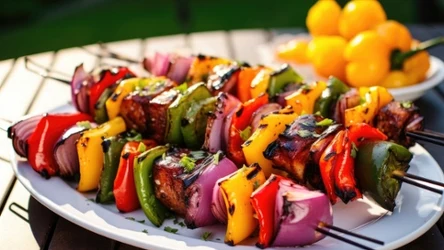 Szaszłyki warzywne to wspaniałe danie na grilla - można wybrać składniki na promocji 
