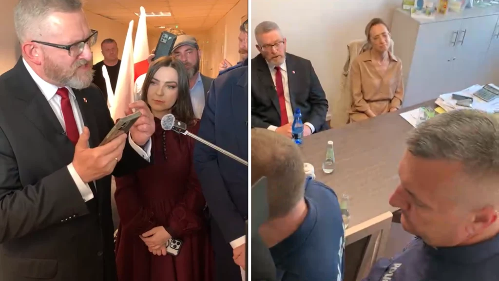 Incydent z Grzegorzem Braunem w szpitalu w Oleśnicy Incydent z Grzegorzem Braunem w szpitalu w Oleśnicy