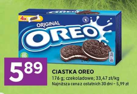 Oreo Ciastka kakaowe z nadzieniem o smaku waniliowym 176 g (4 sztuki)