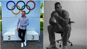 Damian Kamiński jeszcze jako trener (po lewej) i jako Tussi (po prawej)