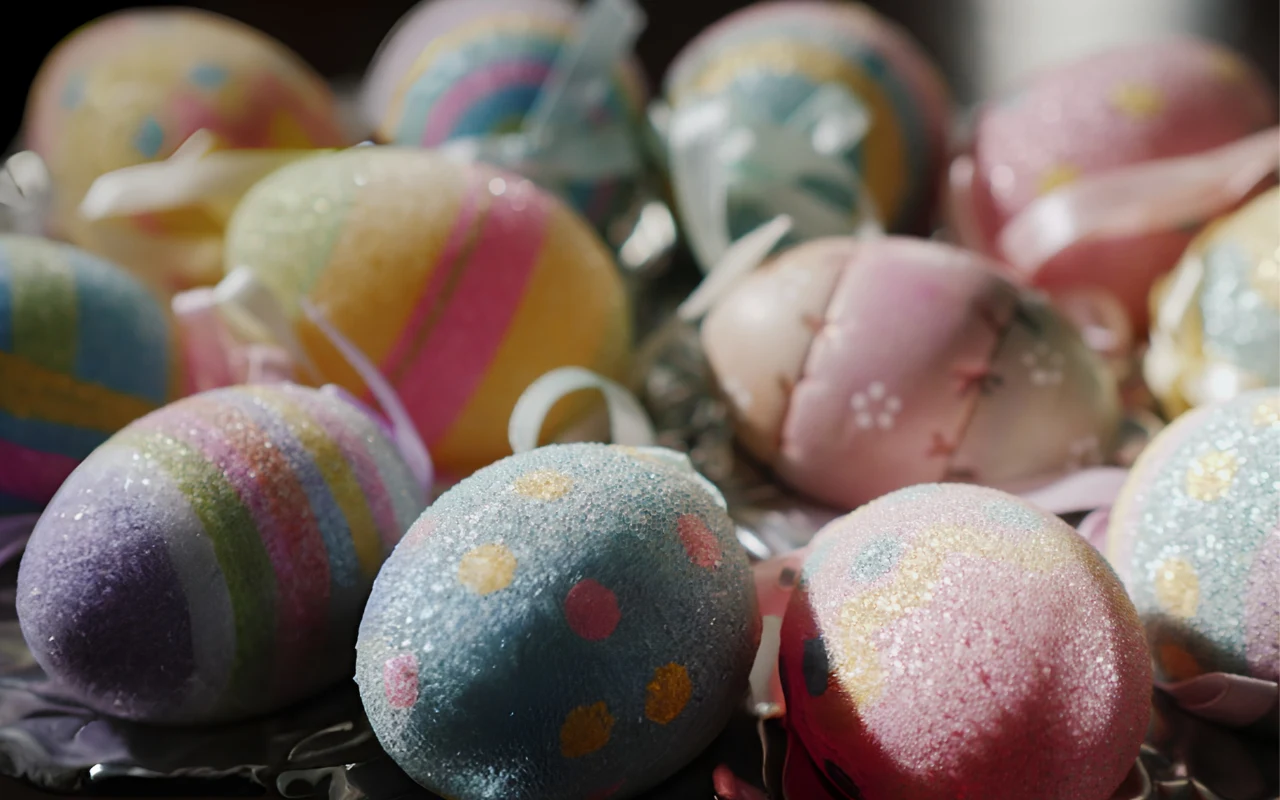 Pisanki obsypane cukrem dadzą bajeczny efekt. 