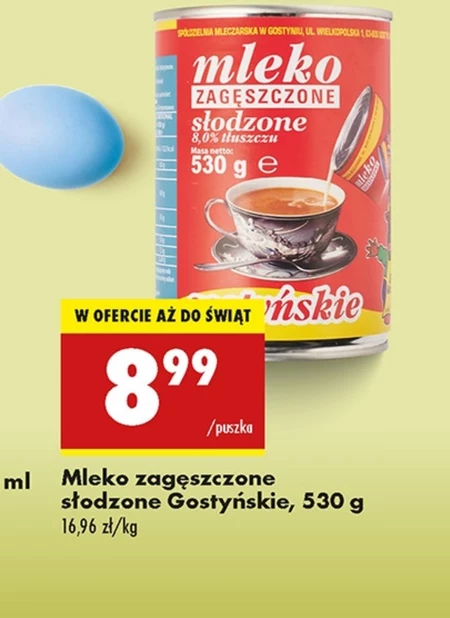 SM Gostyń Mleko gostyńskie zagęszczone słodzone 8,0% 530 g