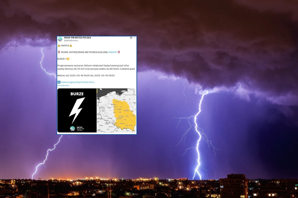 Piątek będzie ciepły, ale w wielu miejscach bardzo niespokojny. Synoptycy ostrzegają przed burzami w dziewięciu województwach