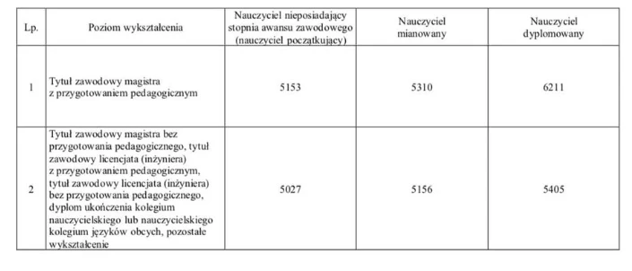 Stawki wynagrodzenia zasadniczego nauczycieli wzrosły o 5 proc. w stosunku do obowiązujących w 2024 r.