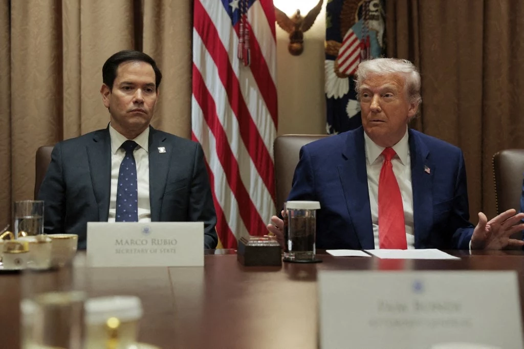 Sekretarz stanu USA Marco Rubio oraz amerykański prezydent Donald Trump Sekretarz stanu USA Marco Rubio oraz amerykański prezydent Donald Trump