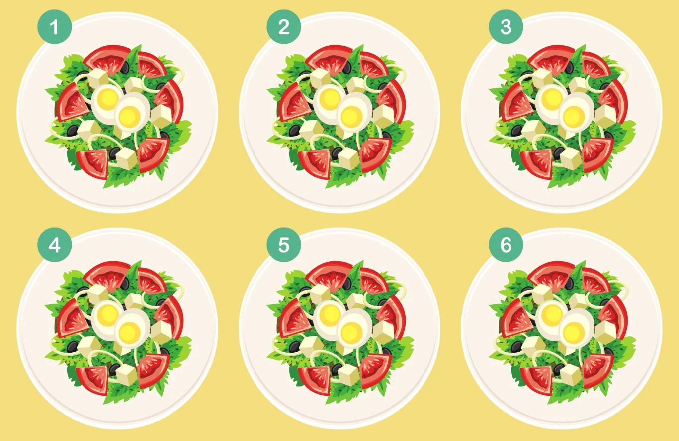 Czy uda ci się rozwiązać zagadkę dla spostrzegawczych? Tutaj wszystkie sałatki są identyczne, ale poniżej wkradła się różnica Czy uda ci się rozwiązać zagadkę dla spostrzegawczych? Tutaj wszystkie sałatki są identyczne, ale poniżej wkradła się różnica