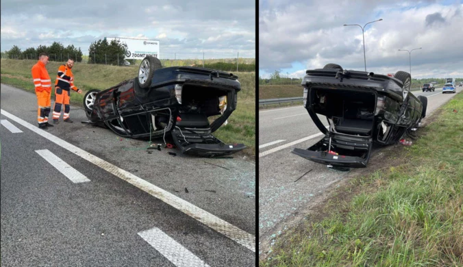Dachowanie na autostradzie A2. Nie żyje mężczyzna 