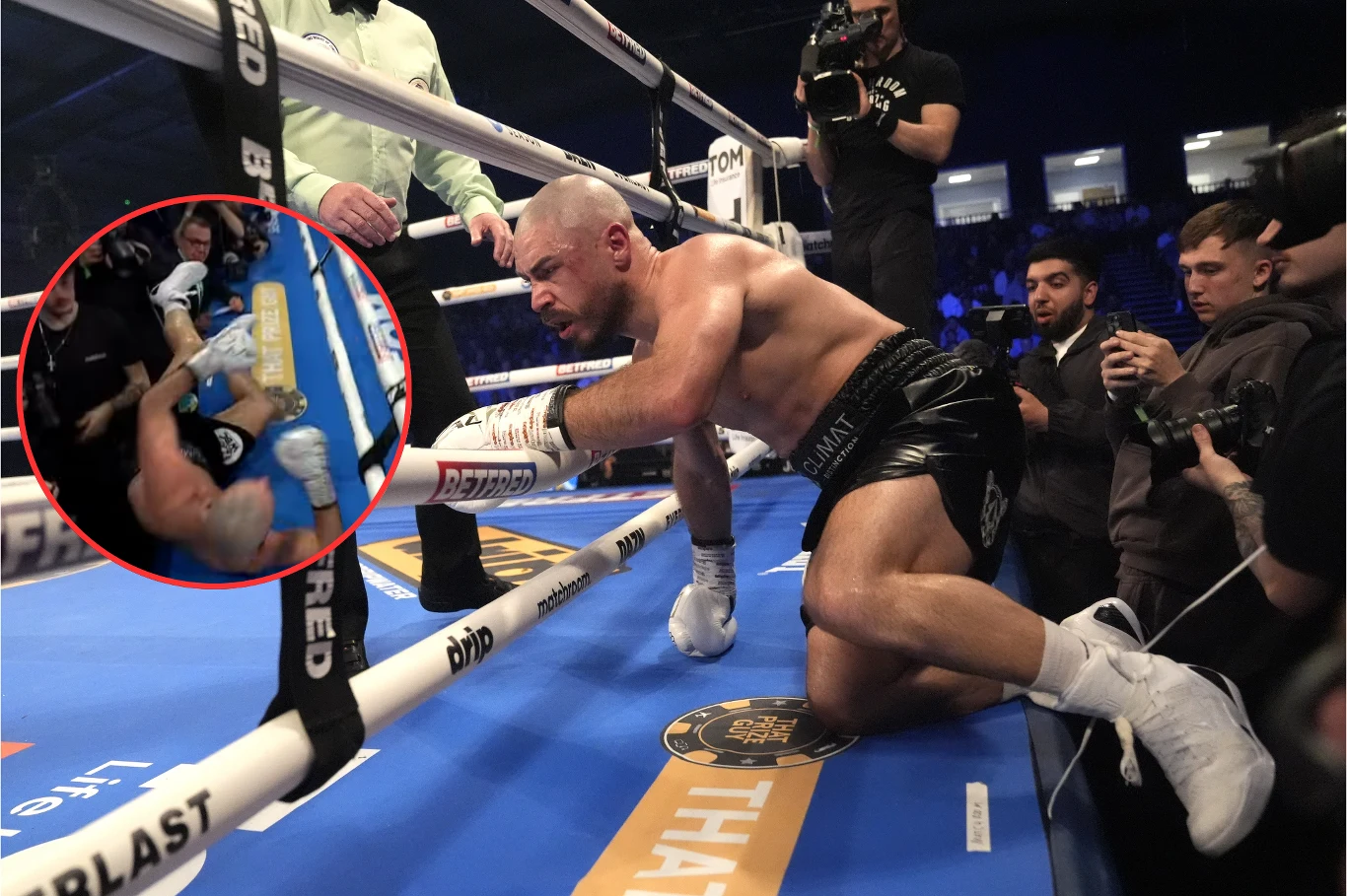 Mathieu Germain wypadł za ring w starciu z Daltonem Smithem Mathieu Germain wypadł za ring w starciu z Daltonem Smithem