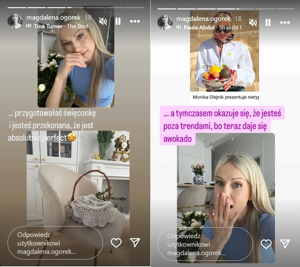 Magda Ogórek zakpiła ze święconki Moniki Olejnik /https://www.instagram.com/magdalena.ogorek/?hl=pl/ Magda Ogórek zakpiła ze święconki Moniki Olejnik /https://www.instagram.com/magdalena.ogorek/?hl=pl/