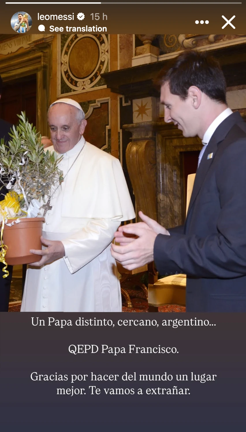 Leo Messi żegna papieża Franciszka