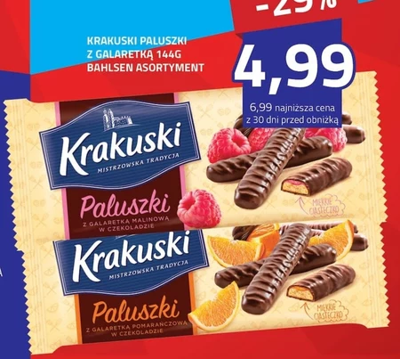 Krakuski Paluszki z galaretką malinową w czekoladzie 144 g