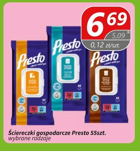 Presto Nawilżane ściereczki do łazienki 55 sztuk