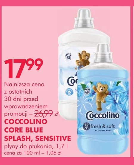 Coccolino Blue Splash Płyn do płukania tkanin koncentrat 1700 ml (68 prań)