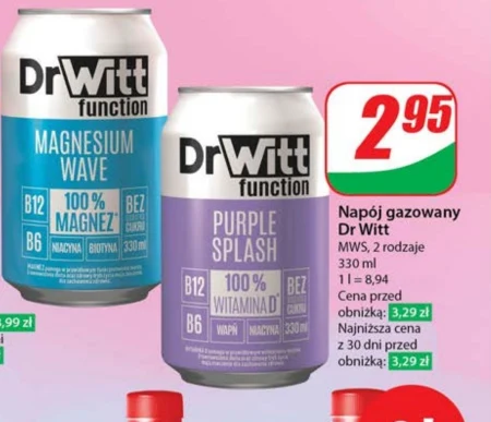 Dr Witt Function Purple Splash Gazowany napój owocowy o smaku gruszki i lawendy 330 ml