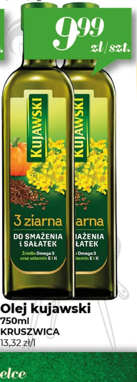 Kujawski 3 ziarna Olej rzepakowy z olejami z lnu i pestek dyni 750 ml