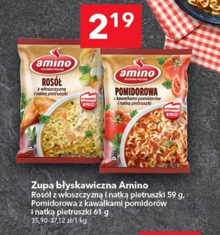 Amino Zupa błyskawiczna pomidorowa z kawałkami pomidorów i natką pietruszki 61 g
