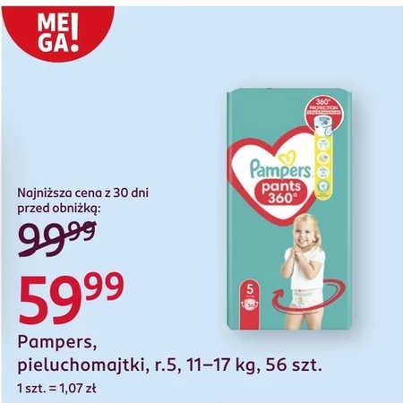 Pieluchomajtki Pampers Active Baby, rozmiar 5, pieluszki 56, 11kg-17kg