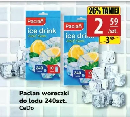 Paclan Woreczki do lodu samozamykające 240 kostek 10 woreczków