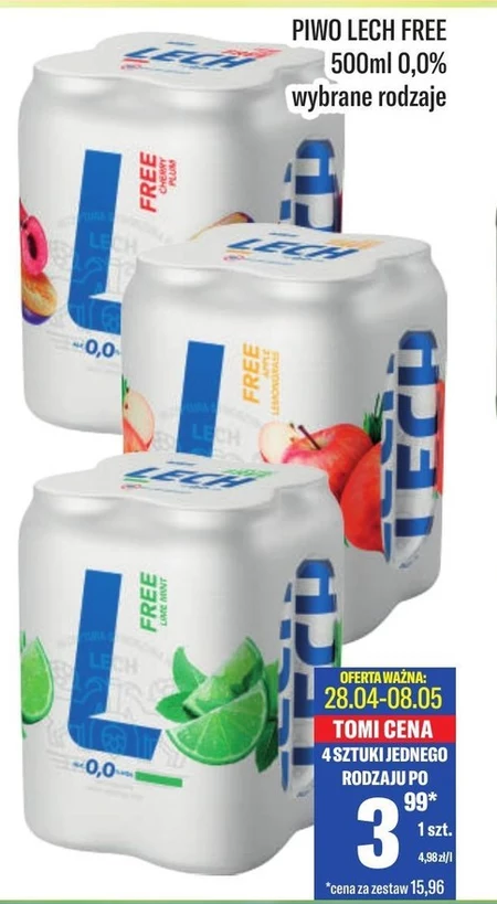 Lech Free Piwo bezalkoholowe o smaku limonki i mięty 500 ml