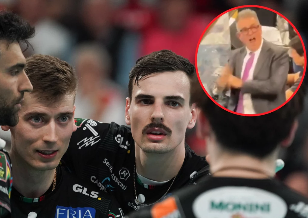 Gino Sirci (w kółku) nie wytrzymał w trakcie półfinału ligi włoskiej z udziałem Perugii Gino Sirci (w kółku) nie wytrzymał w trakcie półfinału ligi włoskiej z udziałem Perugii