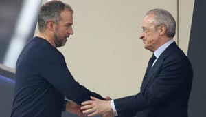 Florentino Perzez (z prawej) w towarzystwie Hansiego Flicka. W niedzielny wieczór może nie być okazji do kolejnego spotkania