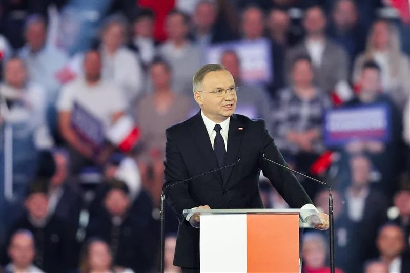 Andrzej Duda na konwencji wyborczej Karola Nawrockiego Andrzej Duda na konwencji wyborczej Karola Nawrockiego