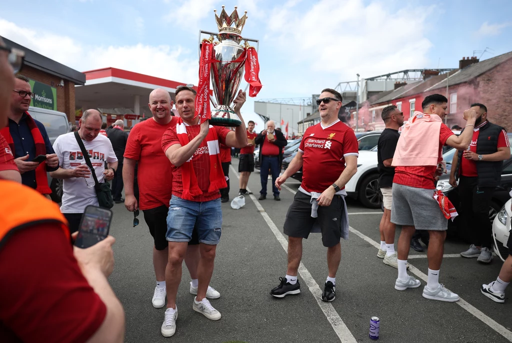 Kibice Liverpoolu przed meczem z Tottenhamem, 27.04.2025 r. Kibice Liverpoolu przed meczem z Tottenhamem, 27.04.2025 r.