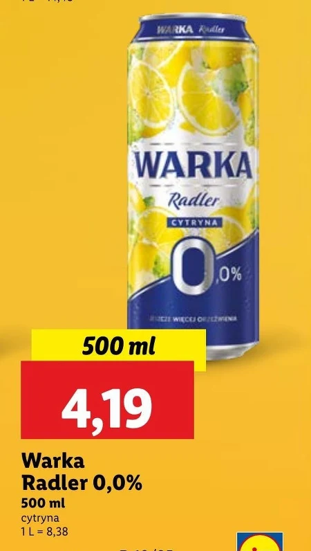 Warka Radler Mix piwa 0 % i lemoniady cytryna 500 ml