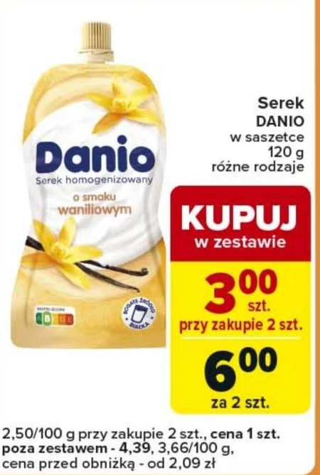 Danio Serek homogenizowany o smaku waniliowym 120 g