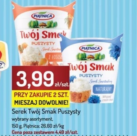 Piątnica Twój Smak Serek śmietankowy puszysty z łososiem 150 g