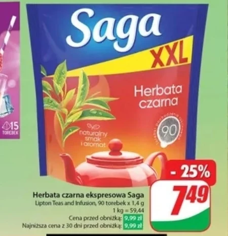 Saga Herbata czarna 126 g (90 torebek)