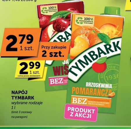 Tymbark Napój owocowy brzoskwinia pomarańcza  1 l