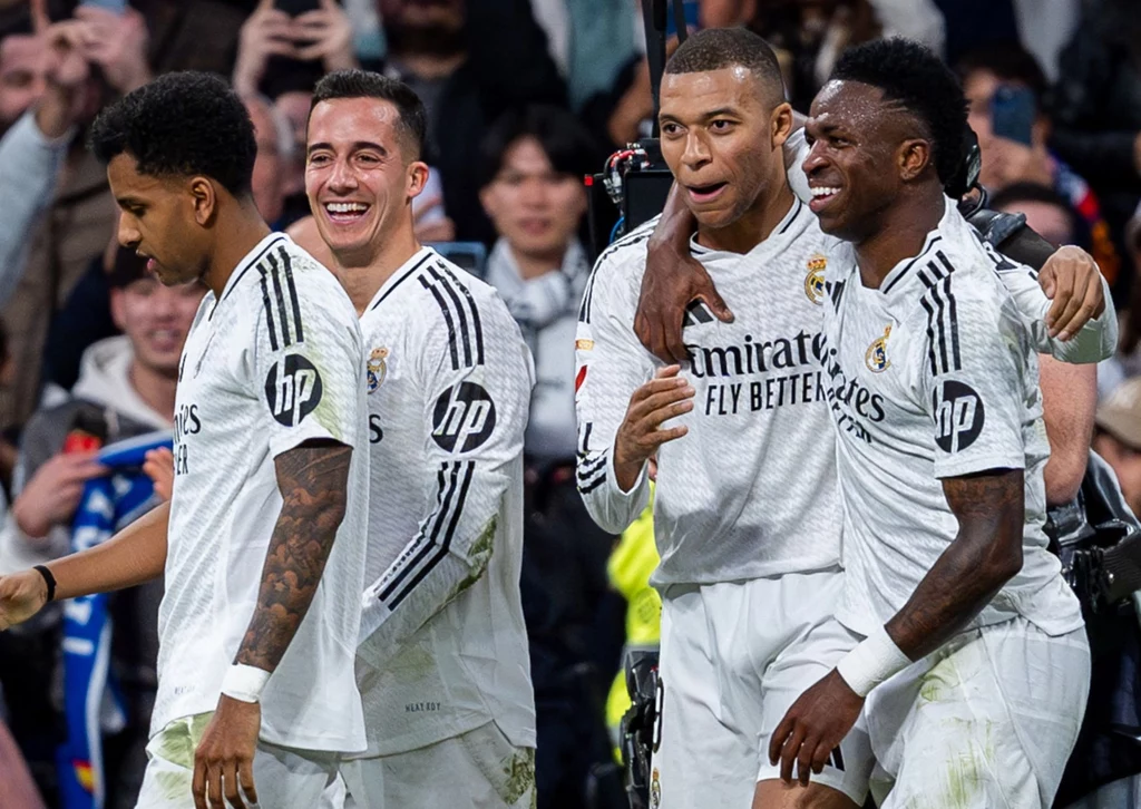 Od lewej: Rodrygo, Lucas Vazquez, Kylian Mbappe i Vinicius Junior Od lewej: Rodrygo, Lucas Vazquez, Kylian Mbappe i Vinicius Junior