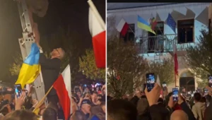 Incydent podczas wiecu Grzegorza Brauna. Flaga Ukrainy zdjęta z urzędu miasta