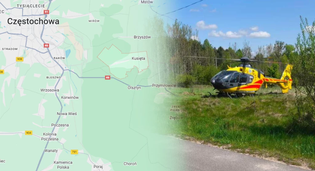 Podczas akcji ratunkowej wykorzystano śmigłowiec LPR Podczas akcji ratunkowej wykorzystano śmigłowiec LPR