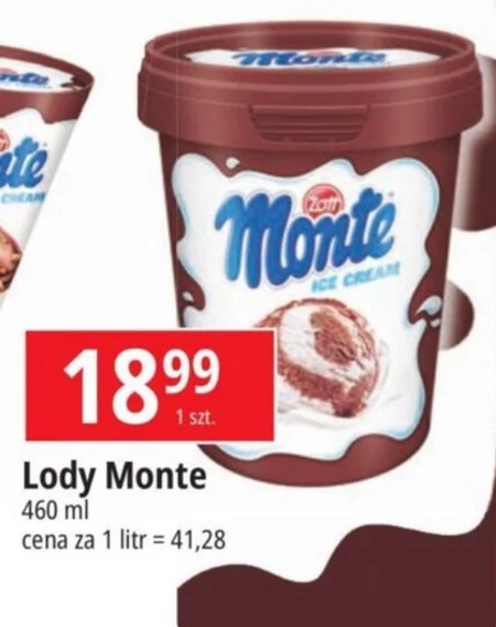 Zott Monte Lody śmietankowe i lody czekoladowo-orzechowe 460 ml