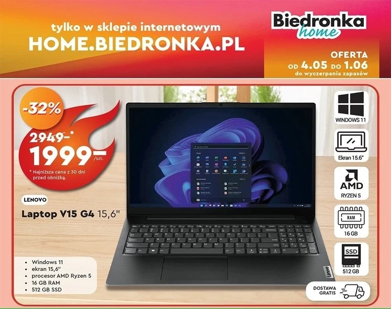Laptop Lenovo taniej w Biedronka Home! 