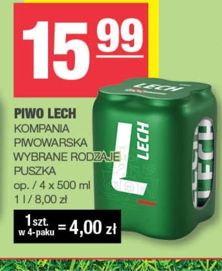 Lech Premium Piwo jasne 2 l (4 x 0,5 l)