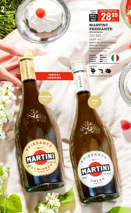 Martini Prosecco D.O.C. Wino białe wytrawne musujące włoskie 750 ml