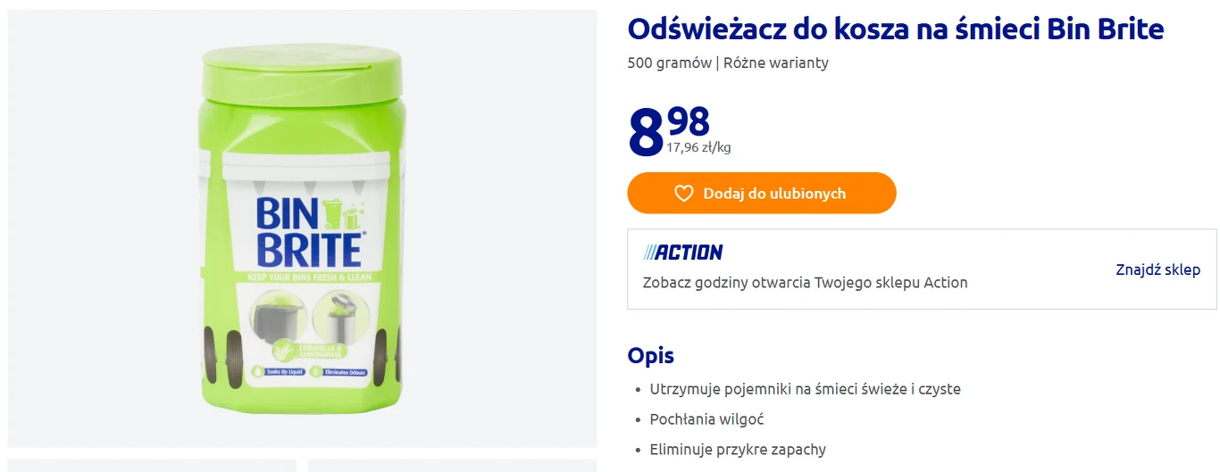 Odświeżacz do kosza na śmieci Bin Brite