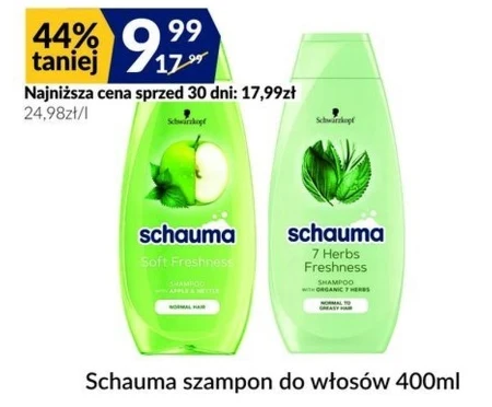 Schauma Soft Freshness Szampon do włosów normalnych jabłko & pokrzywa 400 ml