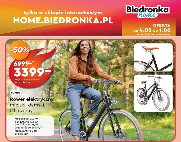 Rower elektryczny damski w Biedronce 