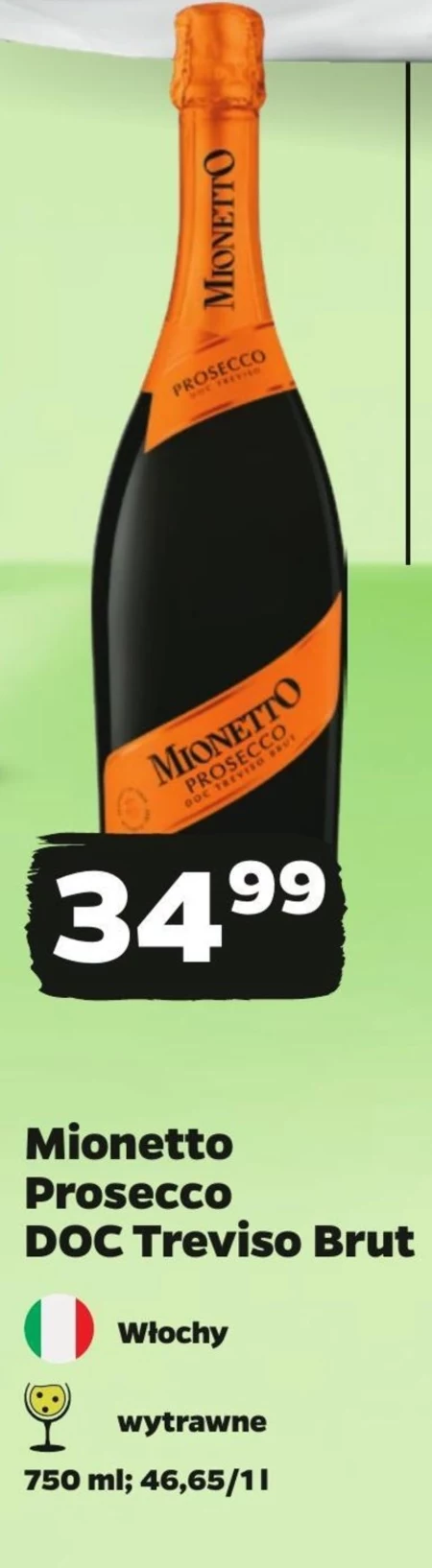 Mionetto Prosecco DOC Treviso Brut Wino wytrawne musujące włoskie 750 ml