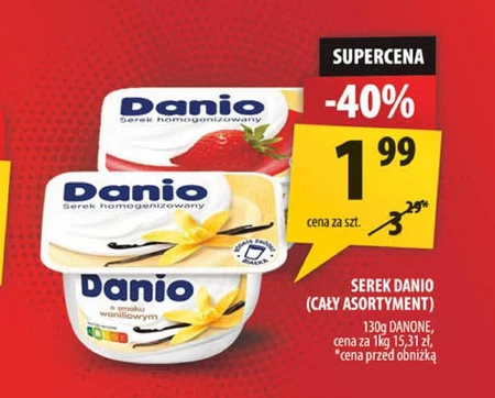 Danio Serek homogenizowany truskawkowy 130 g