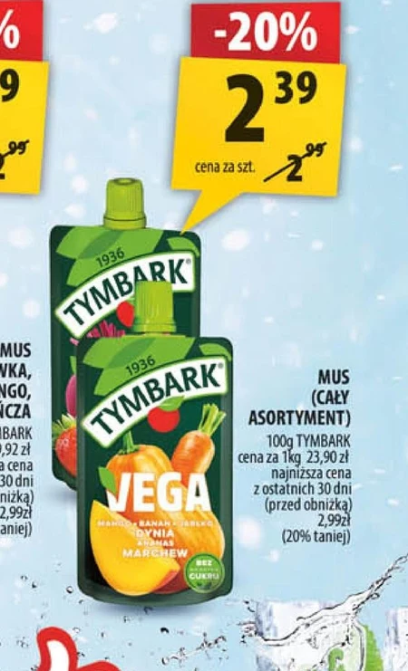 Tymbark Vega Mus jabłko burak truskawka 100 g