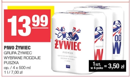 Żywiec Piwo jasne 4 x 500 ml