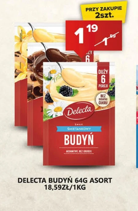 Delecta Budyń smak śmietankowy 64 g