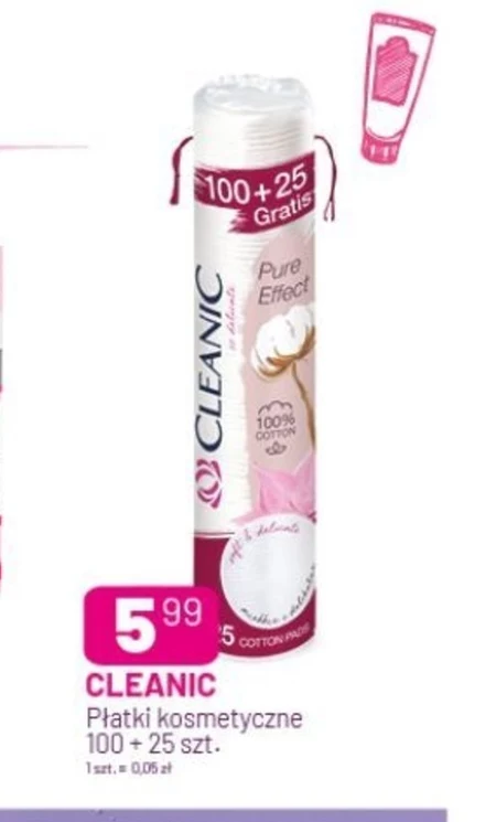 Cleanic Pure Effect Płatki kosmetyczne 125 sztuk